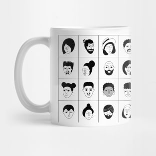 Seamless pattern with man and woman faces Mug